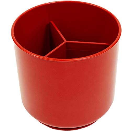 Red Extra Large and Sturdy Rotating Utensil Holder with NoTip Weighted