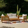 thumbnail image 6 of Linon Panama Loveseat Table & 2 Chair Set Beige Cushions in Brown Acacia Wood, 6 of 16
