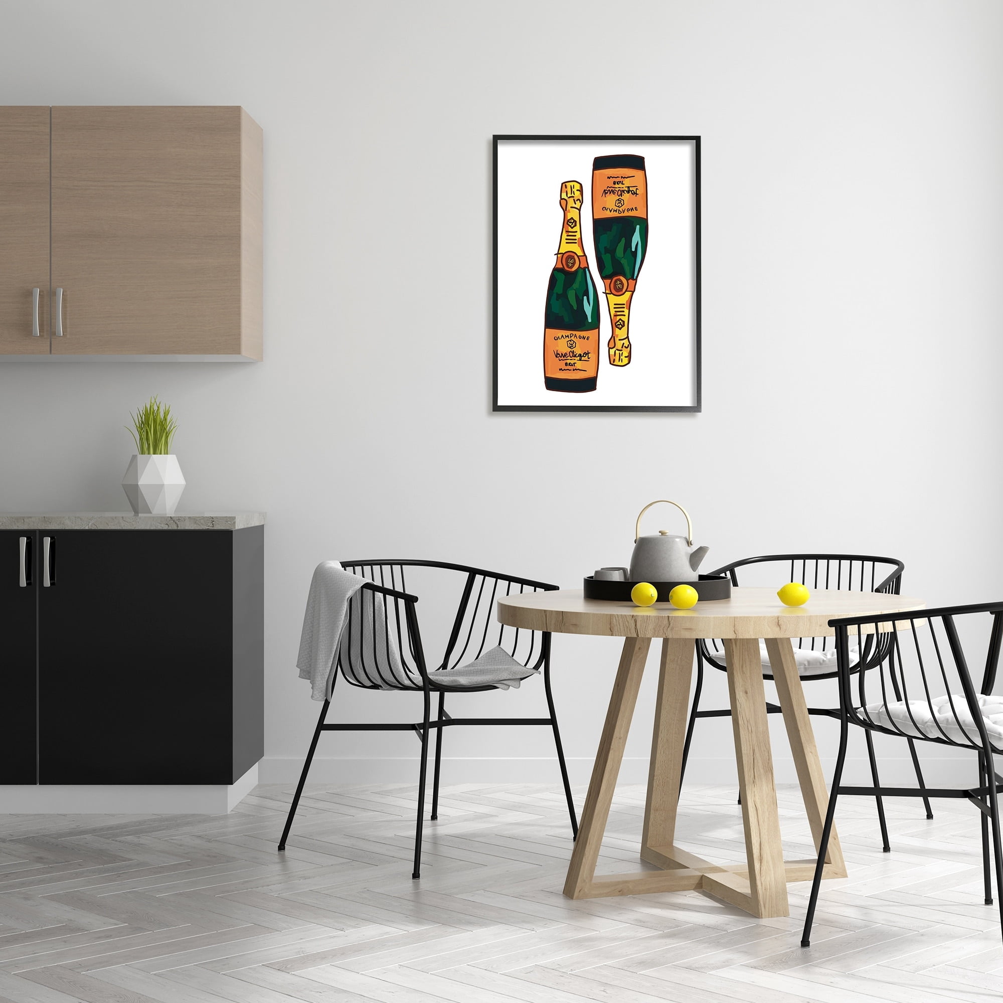 Stupell Industries Fancy Champagne Bottles Pair Kitchen Bar Design Graphic Art Black Framed Art Print Wall Art, Design by Amelia Noyes