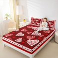 thumbnail image 4 of Homewish Cartoon Loves Pattern Full Size Sheets,Happy Valentine Bed Sheets,Retro Damask Print Sheet Sets For Girls Teens,Luxury Bedroom Decor,4 Pieces, 4 of 7