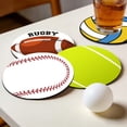 thumbnail image 5 of Sports Ball Cup Coasters Set Of 6 Wooden Round Drink Mats - Tabletop Protectors For Coffee Mug Water Glass Modern Sports Home Office Decor, 5 of 6