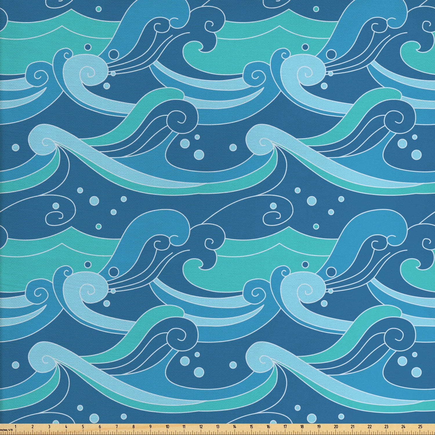 Waves Fabric by The Yard, Oceanic Splashes Blots and Spirals Aquatic