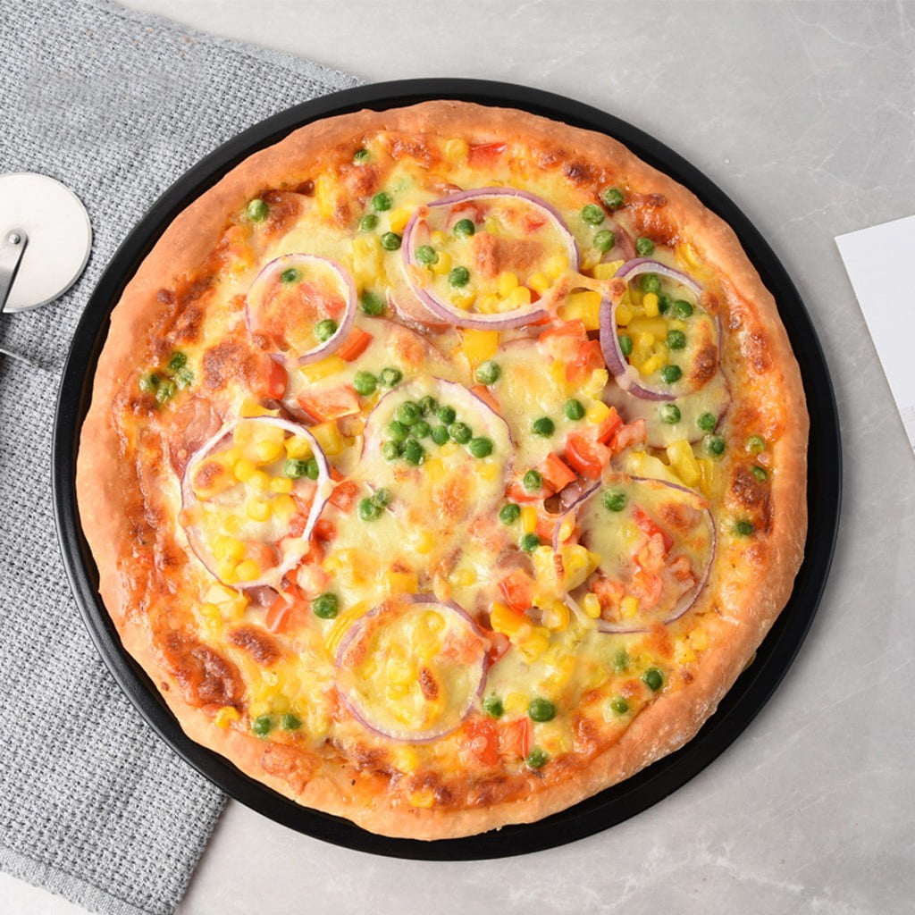Tanjnj Clearance Pizza Pan, 12 Inch Round Baking Pan Pizza Serving Tray with Stainless Steel Core & Non-stick Coating, for Home Restaurant Party, Non-Toxic & Sturdy Oven Safe & Anti-melt