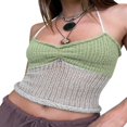 thumbnail image 2 of PENGXIANG Licol Femmes Cami Tops Sans Manches Contraste Couleur Slim Fit Ruched Knit Camisole, 2 of 4