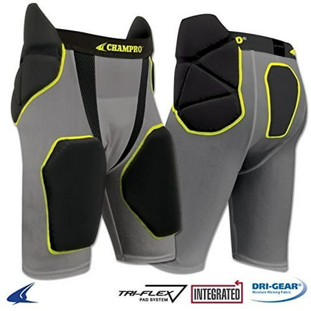 Hexpad Football Girdle - Champro Tri-Flex Integrated Football Girdle with built in Hip-Tail and Thigh Pads YOUTH BLACK MEDIUM