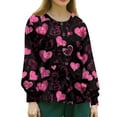 thumbnail image 4 of Valentines Scrub Jackets for Women Plus Size Loose Button Snap Front Cute Love Hearts Graphic Scrub Tops Casual Long Sleeve Scrubs Medical Nurse Workwear Nursing Uniform with Pockets Purple Pink 2XL, 4 of 4