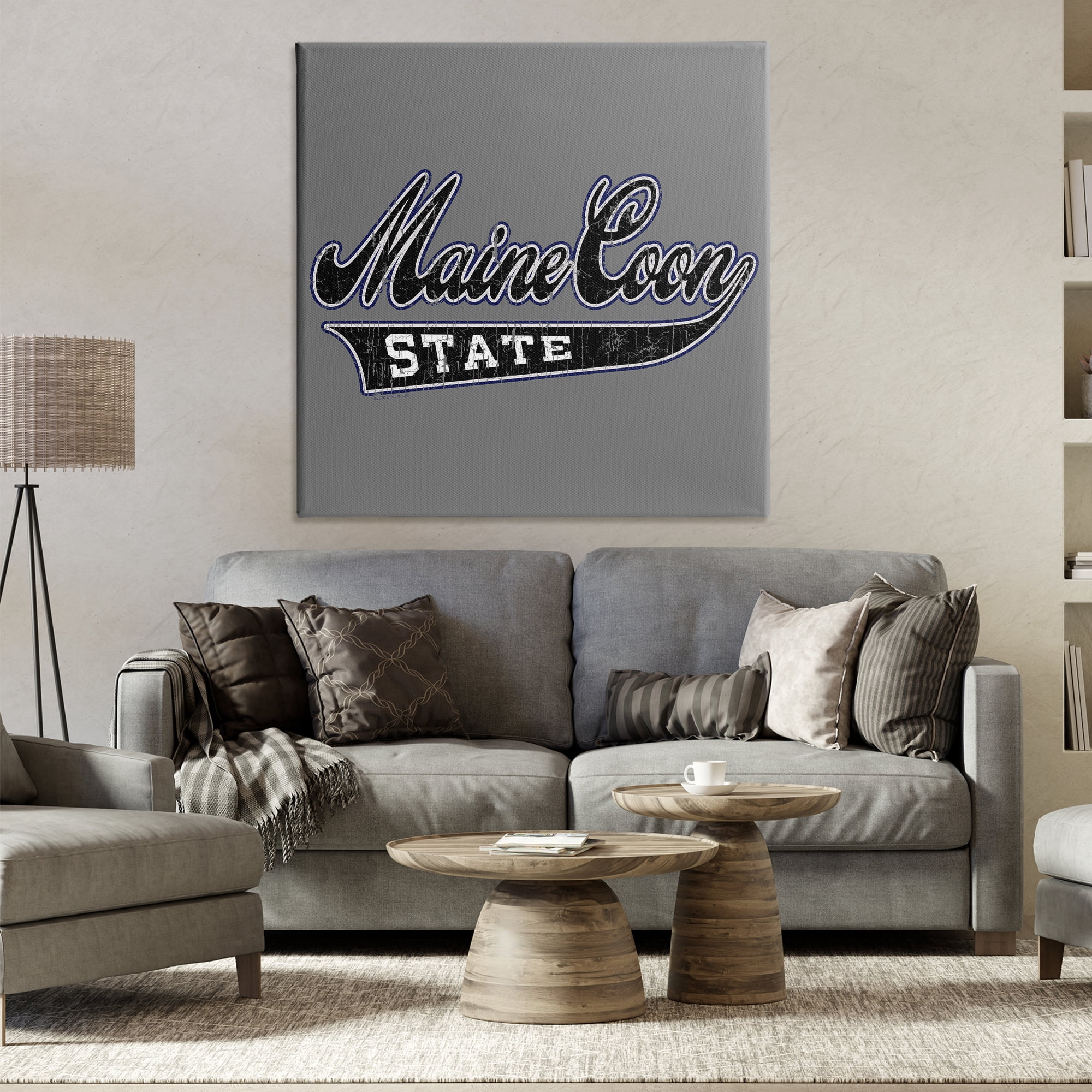 Stupell Industries Varsity Maine Coon State Novelty & Humor Painting Wrapped Canvas Art Print Wall Art, 36 x 36