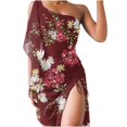thumbnail image 2 of SMihono Robe d'Été Bohème pour Femmes Grande Taille Mode Décontractée Sans Manches une Épaule en Chiffon Uni Robe Slim, 2 of 5
