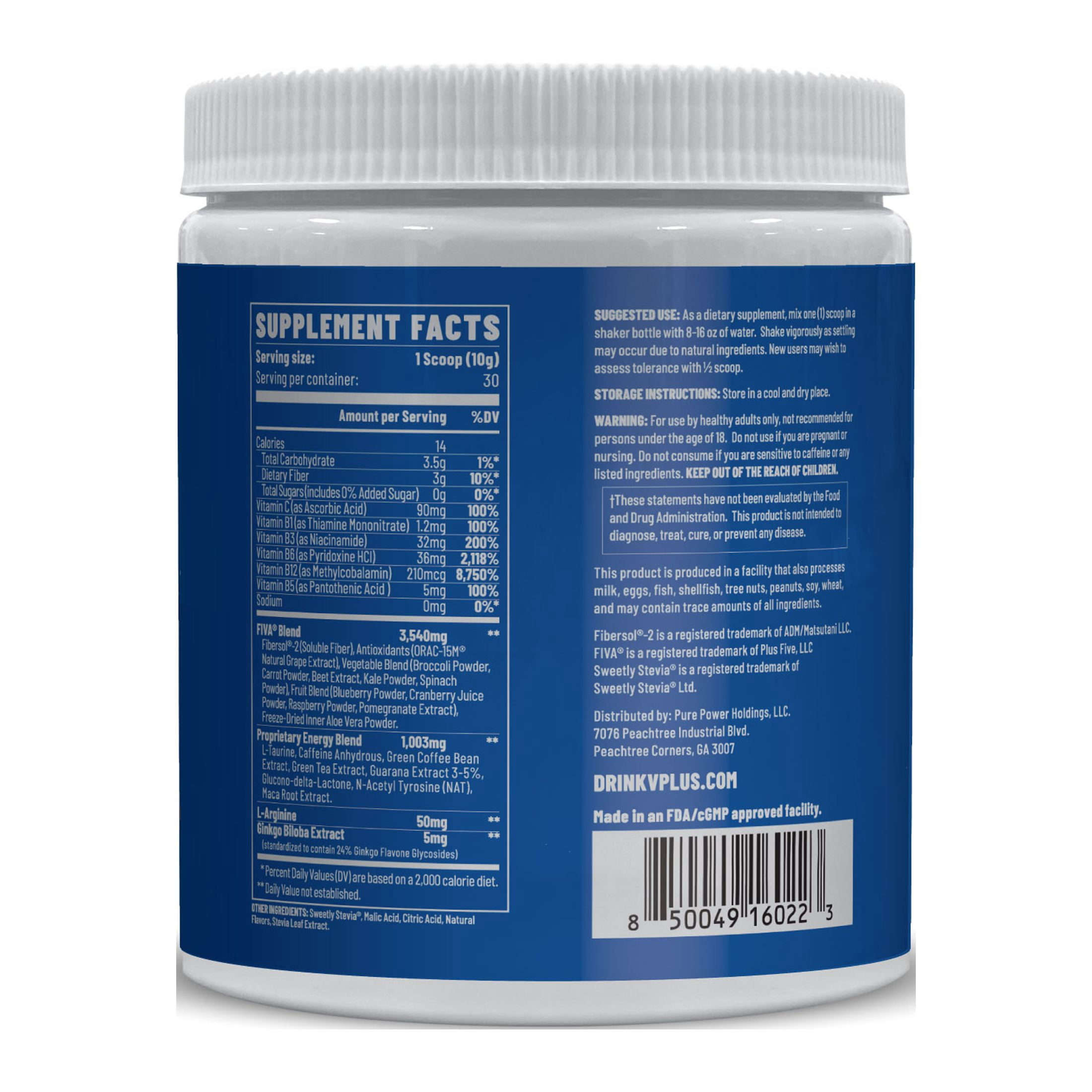 VPlus Energy Blueberry Lemonade Nutritional + Energy Powder 30 day tub 11.51 oz