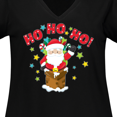 thumbnail image 4 of Inktastic Ho Ho Ho Santa Claus is Here Women's Plus Size V-Neck T-Shirt, 4 of 5