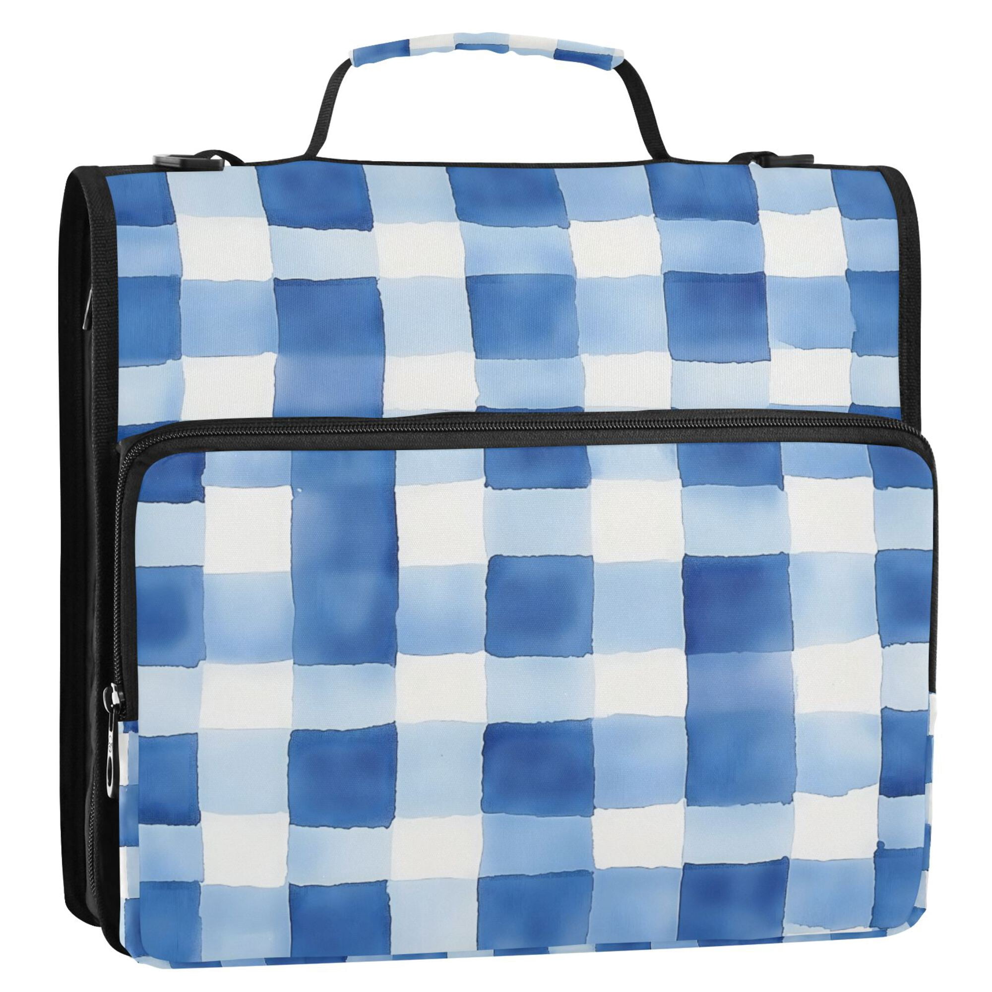 FORMRS Zipper Binder with Shoulder Strap 2-inch Ring 500 Sheet Capacity File Bag, Blue Plain