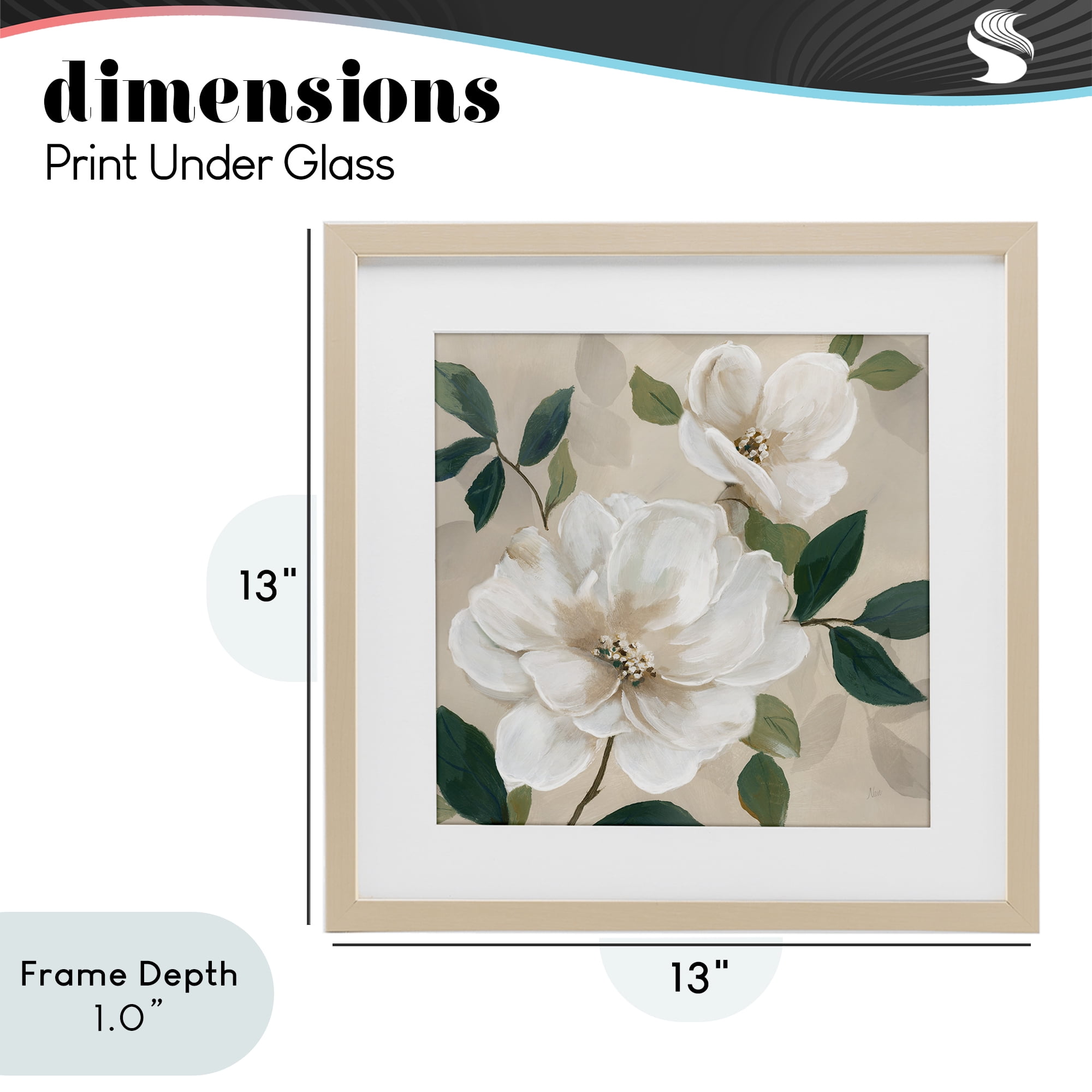 Stupell Industries Serene White Magnolia Study Birch Framed Print Under Glass, design by Nan