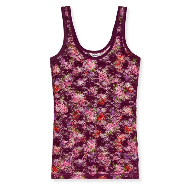 Camiseta sin mangas Aeropostale con encaje Floral para mujer color morado pequeño
