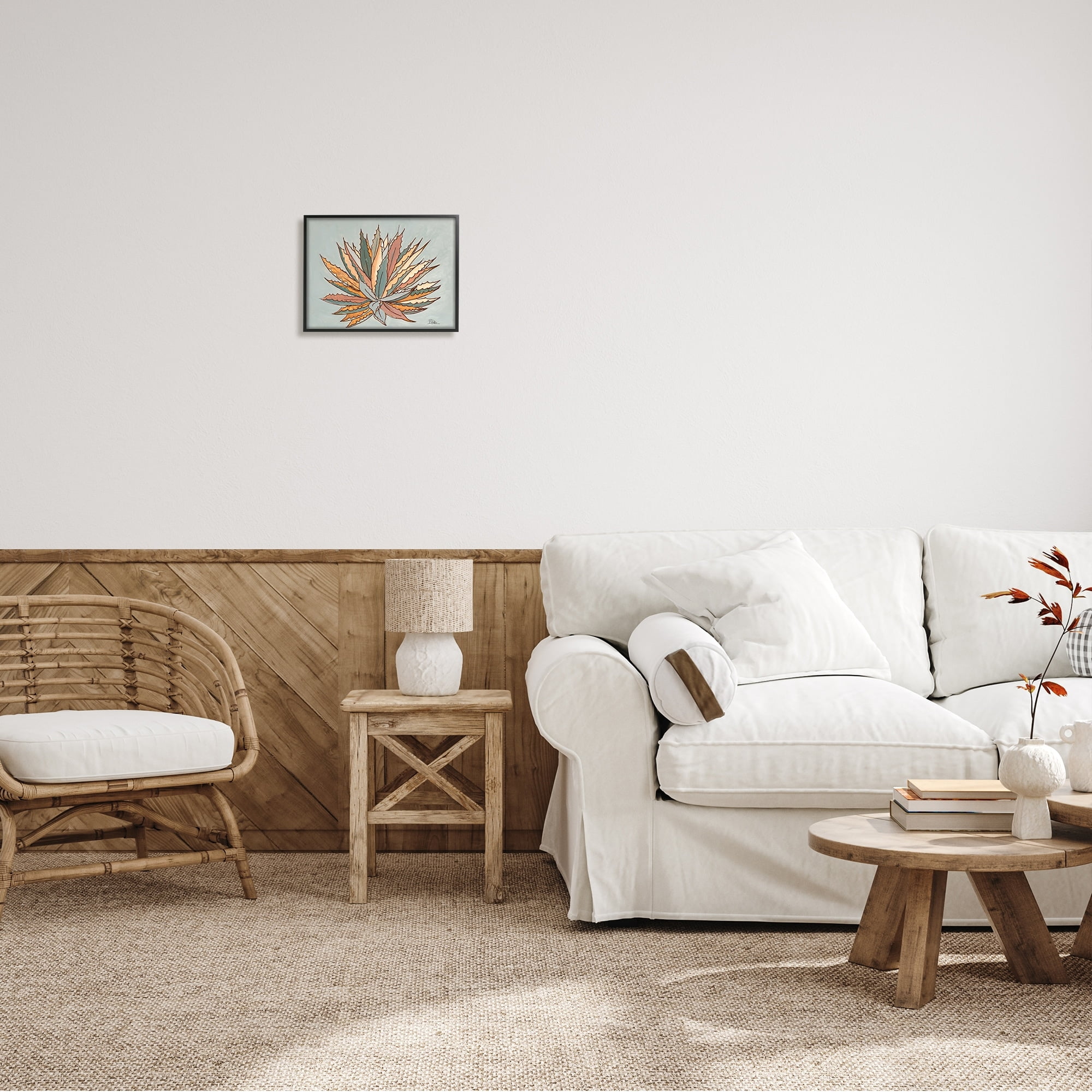 Stupell Industries Desert Boho Cactus Modern Agave Plant Painting, 14 x 11,Design by Patricia Pinto