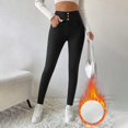 thumbnail image 5 of Fleece Lined Leggings Women High Waisted Yoga Tights Pants Tummy Control Straight Leg Winter Thermal Thicken Trousers, 5 of 9