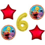 Sesame Street Elmo and Friends 6th Happy Birthday Foil Balloon Bouquet Party Balloons