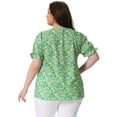 thumbnail image 4 of DARING DIVA Women's Plus V Neck Ruffle Sleeve Floral Top 4X Green Yellow, 4 of 6