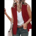 thumbnail image 1 of Chaleco Blazer Sin Mangas para Mujer, Informal, con Abertura Frontal, un Botón, Chaqueta de Verano con Bolsillos. Vino Tinto M, 1 of 6
