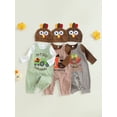 thumbnail image 3 of BemeyourBBs Thanksgiving Baby Boy Outfit Romper Plaid Overall Pants Turkey Hat, 3 of 9