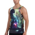 thumbnail image 2 of Cauagu Cosmic Cat In Window Print Men's Sleeveless Muscle Shirts,Tank Tops Quick Dry Workout Tank Top Gym Muscle Tee Fitness Bodybuilding T Shirt for Men-Medium, 2 of 7