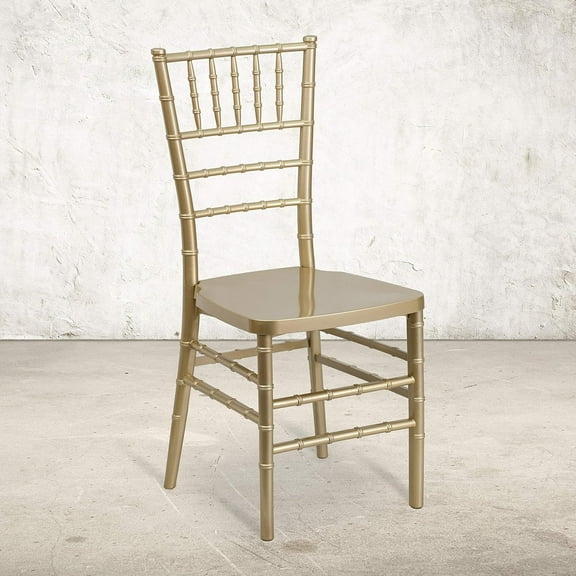 YYEAN Pewter Resin Stacking Chiavari Chair 18.5"D x 15.75"W x 36.5"H-Gold