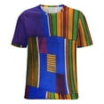 thumbnail image 5 of African Kente Cloth Women's Short Sleeve T-Shirt Crew Neck Casual Summer Trendy Loose Fit Tops, 5 of 6