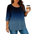 thumbnail image 5 of Qulqfy Fall Womens Graphic Tees Tie Dye Plus Size 3/4 Length Sleeve Scoop Neck Boho Casual Dressy Spring Comfy Knit Women Summer Tops 2XL, 5 of 8