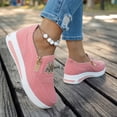 thumbnail image 4 of Platform Sneakers for Women Breathable Round Toe Chunky Bottom Slip on Low Top Side Zipper Flat Comfortable Walking Shoes Pink Size 7, 4 of 6