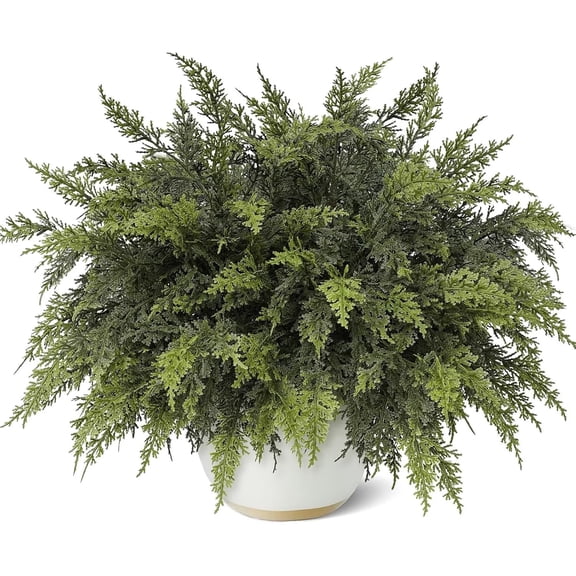 Pakyozj 18" Real Touch Cedar Branches -6 Pcs, Artificial Christmas Cedar Branch Realistic Fake Pine Picks Faux Greenery Plants Stem for Vase DIY Crafts Garland Wreath Indoor Outdoor Home Decor