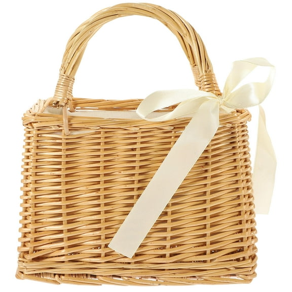 Niceauty Wicker Flower Basket Light Brown Handwoven Bag for Home Decoration