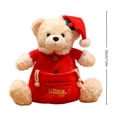 thumbnail image 2 of 2026 Christmas Indoor Home Decor Christmas Bear Stuffed With Storage Cute Holiday Soft Santa Bear Keepsake With Drawstring Bag Cozy Ornament For Home Decor, 2 of 5