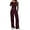 Wine., variant on Trendy Queen Women's 2 Piece Matching Lounge Set Long Sleeve Slightly Crop Top Wide Leg Pants Casual Sweatsuit
