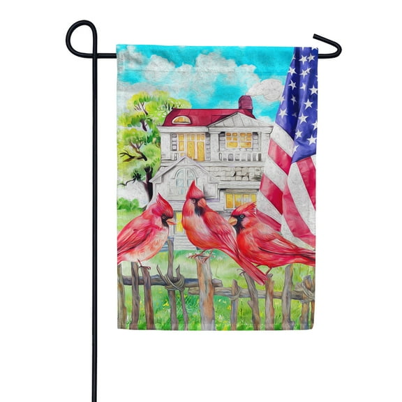 America Forever Summer Gathering Red Cardinal Garden Flag 12.5 x 18 inches Patriotic Fourth of July Autumn Melody US Flag Double Sided Seasonal Yard Outdoor Decorative Memorial Day Garden Flag