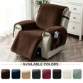 thumbnail image 4 of Lavish Cover 25in Recliner Cover Slipcover, Dark Coffee Soft Striped Sofa Protector with Pockets, Non-Slip Armchair Cover for Living Room, 4 of 8