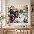 thumbnail image 5 of Red Birds on Snowy Path with Cozy Cottage, Serene Rustic Scene for Farmhouse Lovers, Winter Landscape Art, Christmas Gift Tapestry Wall Hanging for Bedroom and Living Room, 5 of 7