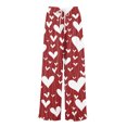 thumbnail image 5 of Women's Fashion Pocket Valentine's Day Print Stretch Adjustable Drawstring Wide Leg Pants, Elastic Waist Holiday Pants, Casual Lounge Wear for Women,Wine,XL, 5 of 7