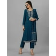 thumbnail image 4 of Trendmalls Women's Wear Chinon Silk Fabric Regular Wear Embroidered Straight Kurta Pant Suit set, 4 of 8