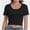Black, variant on Women's Scoop Neck Short Sleeve Crop Tops Slim Fit T-Shirts