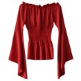thumbnail image 2 of Casual Women's T-Shirts Loose Blouse Solid Retro Flare Sleeve Stylish Neck Tops for Women, 2 of 4
