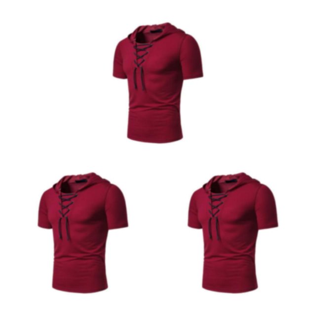Minnieouse Elegantes sudaderas con capucha de manga corta para hombres: telas seleccionadas Trendy And Fashion Wine-red XXL Type1 NO1