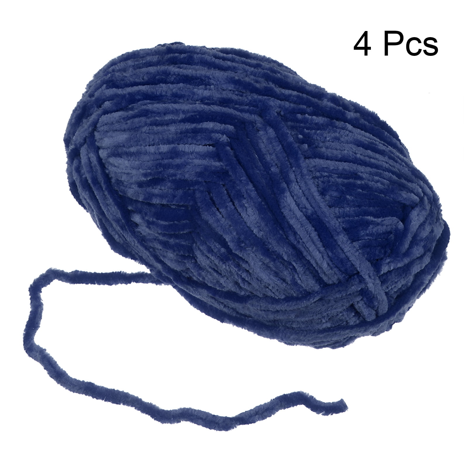 Uxcell 4pcs Velvet Yarn Soft Chenille Yarn 4x100g/14.1oz (347yds) Fluffy Yarn for Knitting Crochet Blanket Dark Blue