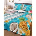 thumbnail image 3 of Quilts Twin-XL Size Bedding Set, Coastal Beach Lightweight Quilted Comforter, Summer Tropical Plants Ocean Sea Waves Blue Soft Bedspread Coverlet with Pillow Covers for All Season, 68" x 98", 3 of 7