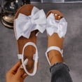 thumbnail image 5 of Pandaie Flat Sandals for Women Open Toe Bowknot Summer Beach Shoes Ankle Strap Comfortable Orthopedic Cork Footbed Slides White 8, 5 of 9