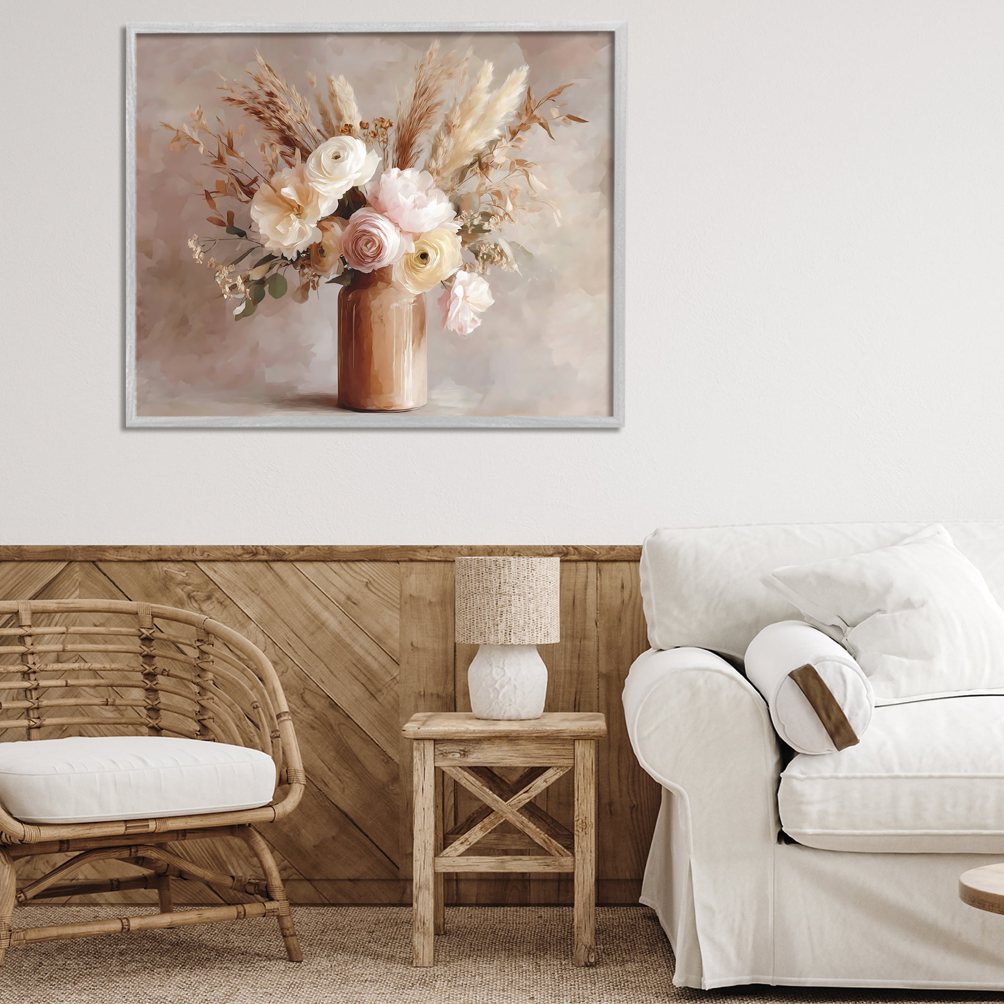 Stupell Industries Elegant Wheat Bouquet in Vase Gray Framed Giclee Art, design by Franklyn Gregory