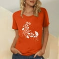 thumbnail image 2 of Dadaria Chemise Orange pour Femmes Manches Courtes T-Shirt Col Rond Été Chandail Blouses S, 2 of 5