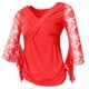 thumbnail image 1 of Salón Fmenco Blusa Baile cuadrado Cuello en V Manga de encaje Tops Mujer Ropa Disfraces rojo Macarena Top de práctica de salón de baile, 1 of 8