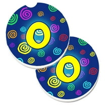 Carolines Treasures CJ1011-OCARC Letter O Initial Monogram - Blue Swirls Set of 2 Cup Holder Car Coasters  Large