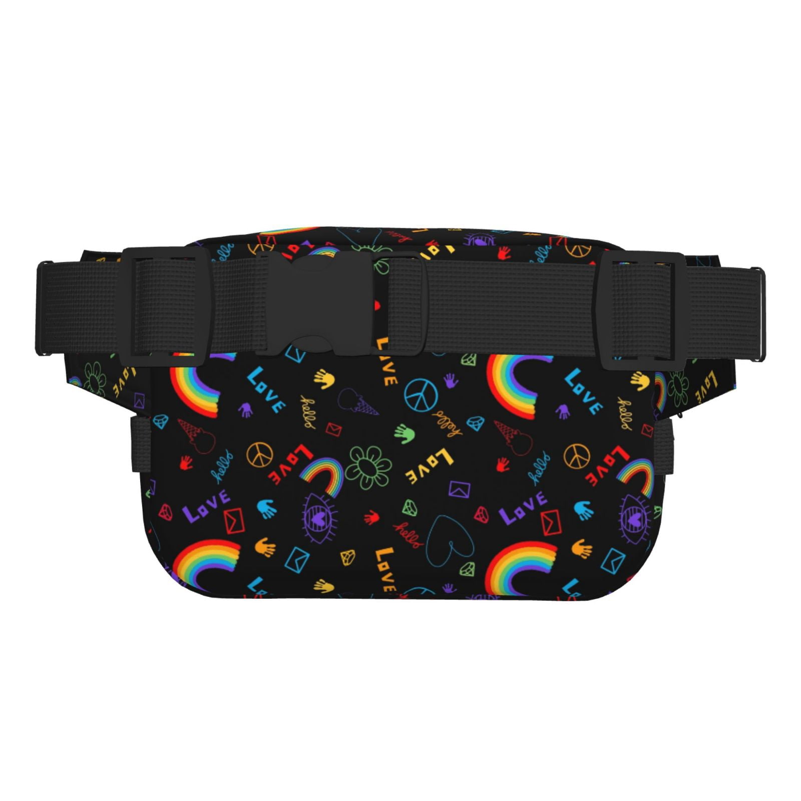 Fuzoiu Cartoon Pride Lgbt Print Unisex Square Double Layer Waist Bag,Crossbody Fanny Pack Travel Workout Accessory