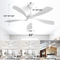 thumbnail image 3 of "Sofucor 52"" White Flush Mount Ceiling Fan with Lights, Quiet Reversible DC Motor, 3-Color LED, 5 Blades", 3 of 10