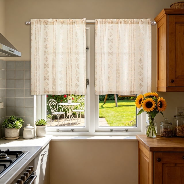 EGNMCR Rideau de Douche, Rideaux Occultants Impression 2D Rideau Court de Cuisine Rideau de Décoration de Cuisine Lavable Demi-Rideau de Fenêtre pour Fenêtre de Cuisine Rideau Imperméable Filtrant la Lumière pour Maison Petits Rideaux